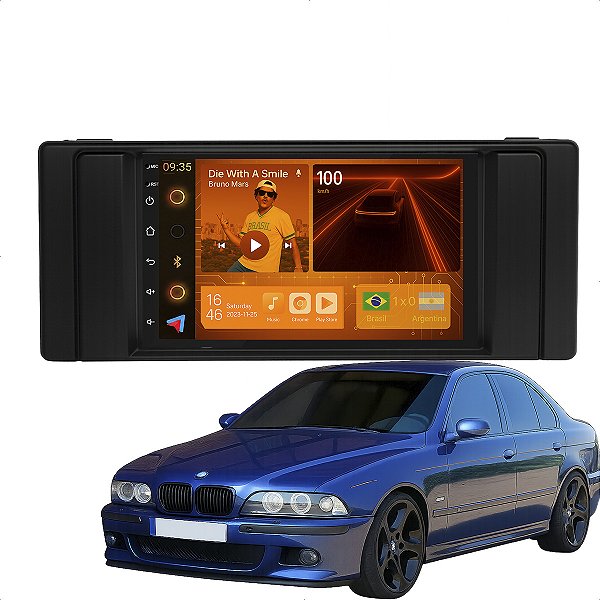 Kit Multimidia Android 2-64GB 7pol BMW 5 E39 95-03 X5 00-06 Youtube + Wifi