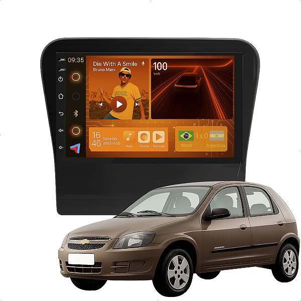 Kit Multimidia Android 2-64GB 7p Celta 00-05 Android Auto + Câmera De Ré