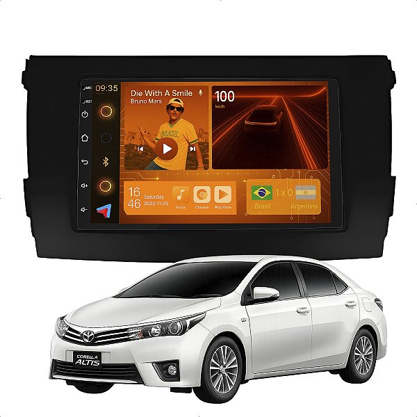 Kit Multimidia Android 2-64GB 7p Corolla 09-14 Wifi + Câmera De Ré