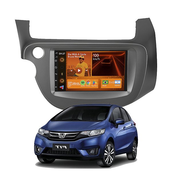 Kit Multimidia Android 2-64GB 7pol FIT 09-14 Youtube + Câmera De Ré