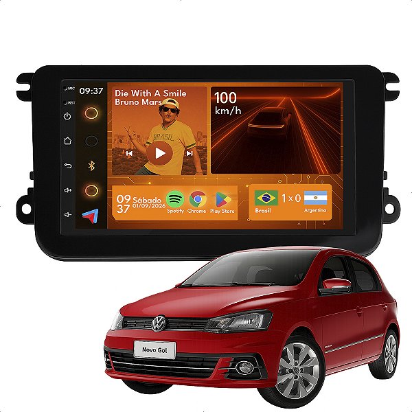 Kit Multimidia Android 2-64GB 7pol Gol G7 18-21 Carplay + Câmera De Ré