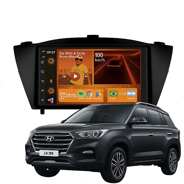 Kit Multimidia Android 2-64GB 7p IX35 10-22 Carplay + Youtube
