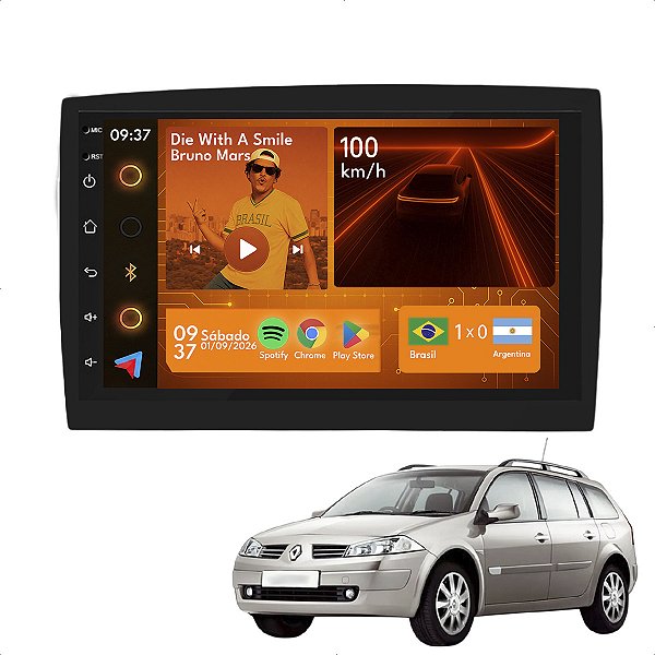 KIT MULTIMIDIA ANDROID 2/64GB 7" MEGANE 07/13 2 DIN PRETO JP