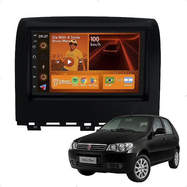 Kit Multimidia Android 2-64GB 7pol Palio Fire Way 14-17 Gps + Carplay