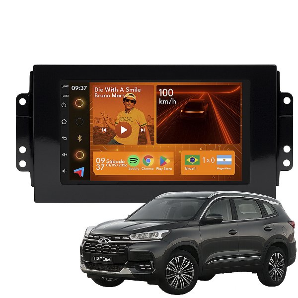 Kit Multimidia Android 2-64GB 7pol Tiggo 2 18-22 Youtube + Wifi