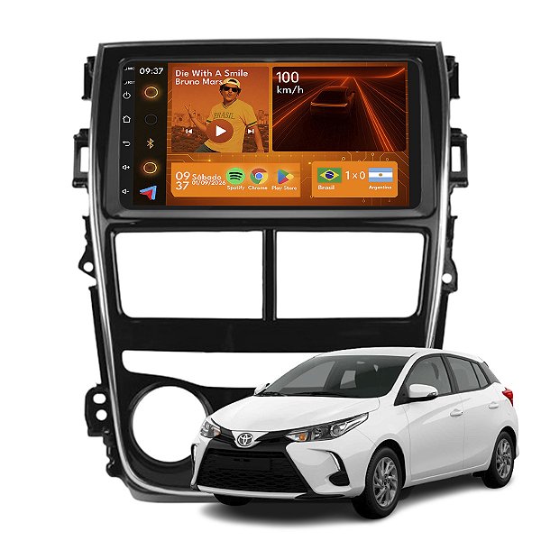 Kit Multimidia Android 2-64GB 7pol Yaris 18-22 Carplay + Camera De Ré