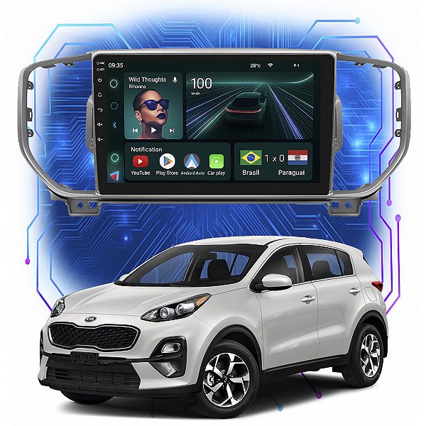 Kit Multimídia Android 9p Sportage 2017-2022 4GB+64GB Wi-Fi + Netflix