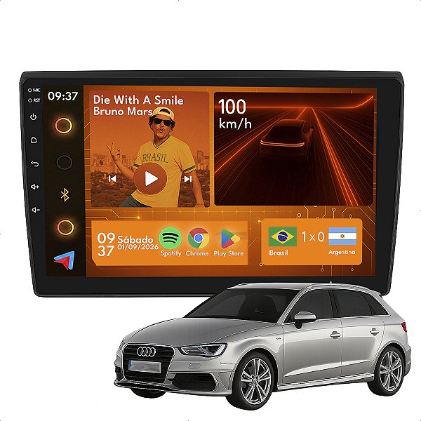 Kit Mutlimídia Android 2GB+64GB 9p Audi A3 Sportback 07-13 Carplay + Gps