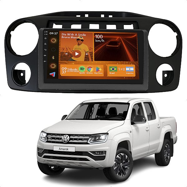 Kit Multimídia Android 9p 2GB+64GB Amarok 2011 a 2016 Wi-Fi