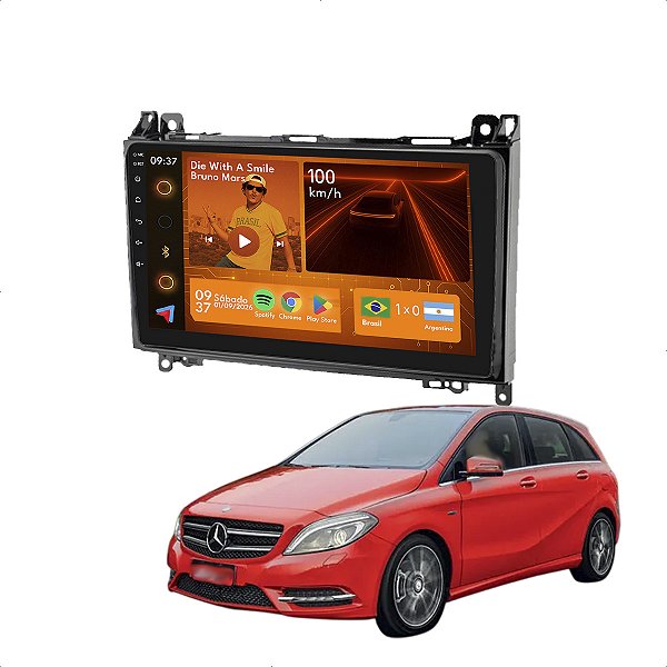 Kit Multimídia Android 2-64GB 9p Mercedes B200 2006 a 2012 Youtube + Camera De Ré
