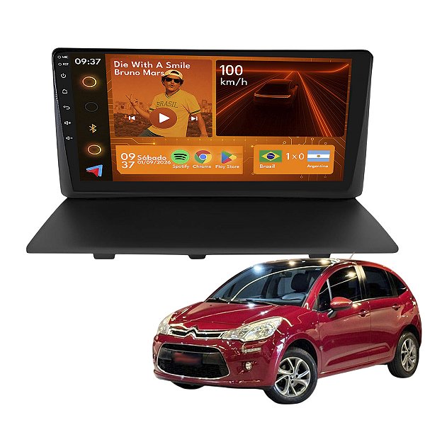 Kit Multimídia Android 2+64GB 9p Citroen C3 2013 a 2019 Bluetooth + Wifi