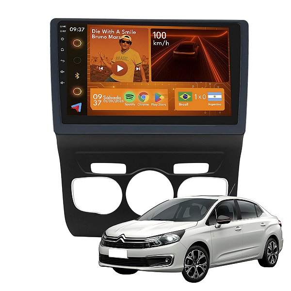 Kit Multimídia Android 2-64GB 9p Citroen C4 Louge 13 a 18 Câmera De Ré