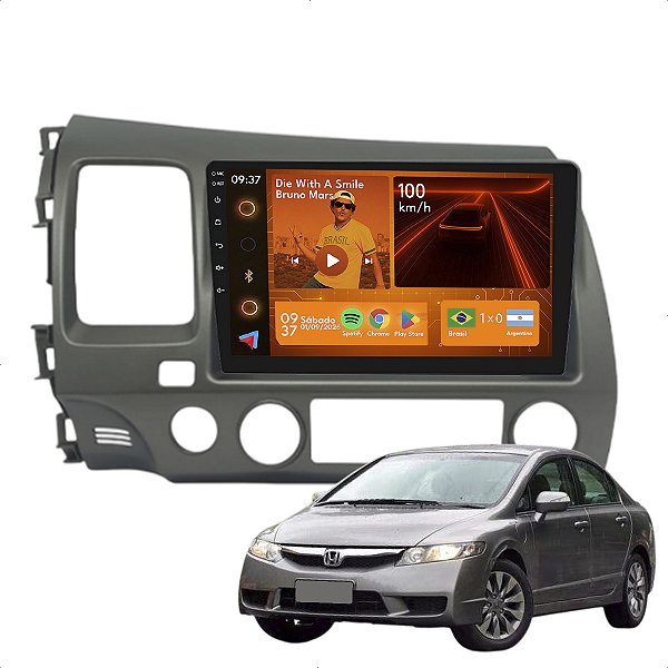 Kit Multimidia Android 2-64gb 9p CIVIC 07-11 Câmera De Ré