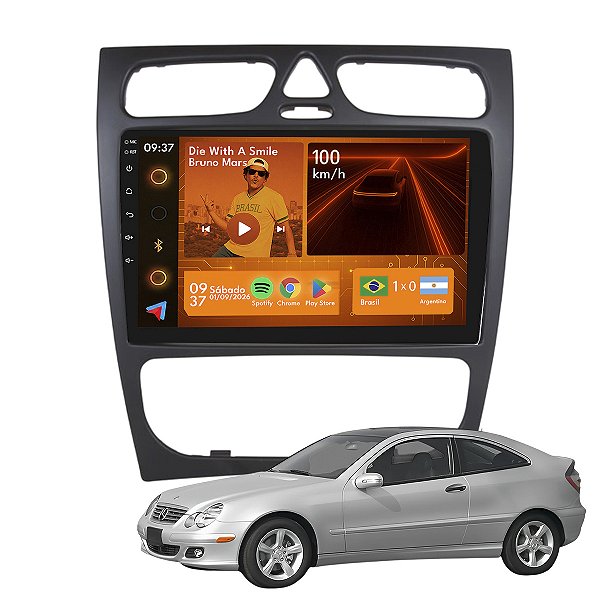 Kit Multimidia Android 2+64gb 9p Classe C Sport 2002-2004Câmera De Ré + Gps