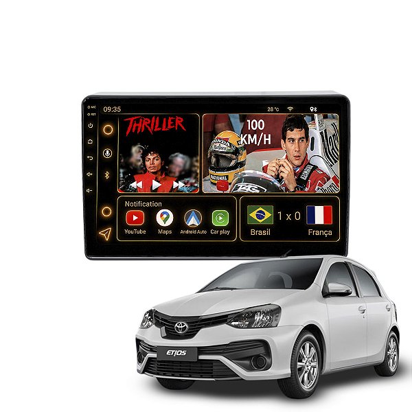 Kit Multimidia Android Octa-Core 6GB 128GB 9p Etios 2013-2020 Entrada Chip 4G