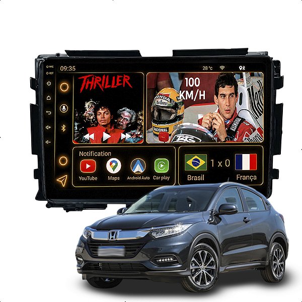 Kit Multimidia Octacore 6GB/128GB 9p Honda Hrv 2015 a 2021