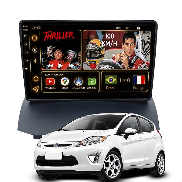 Kit Multimidia Android Octa-Core 6GB 128GB 9p Fiesta 2010-2013 Entrada Chip 4G