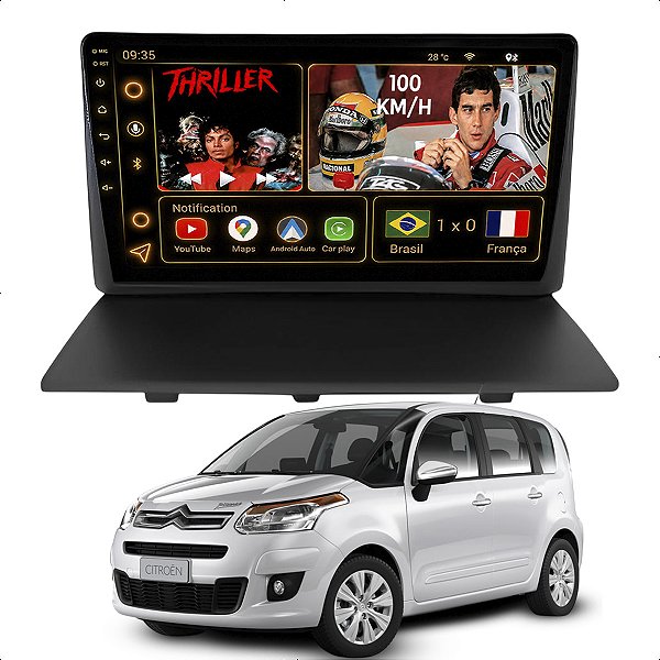 Kit Multimidia Android Octa-Core 6GB 128GB 9pol Citroen C3 2013-2016