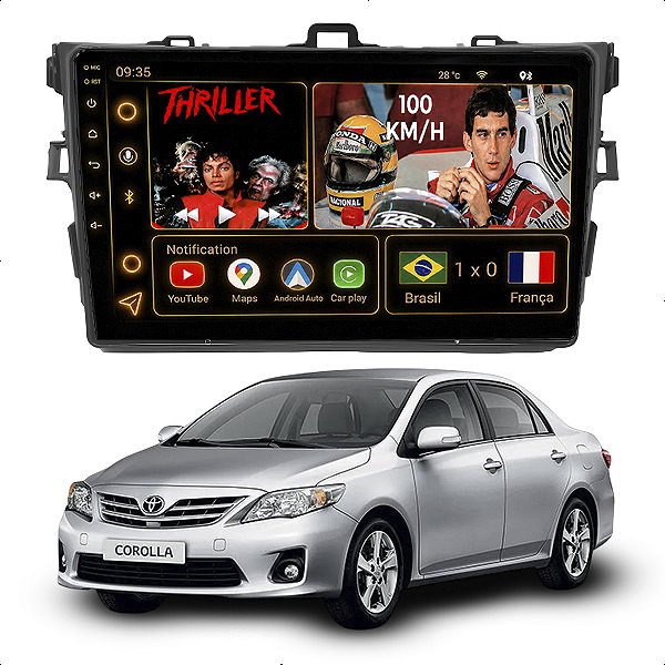 Kit Multimidia Android Octa-Core 6GB 128GB 9p Corolla 2009-2014 Entrada Chip 4G
