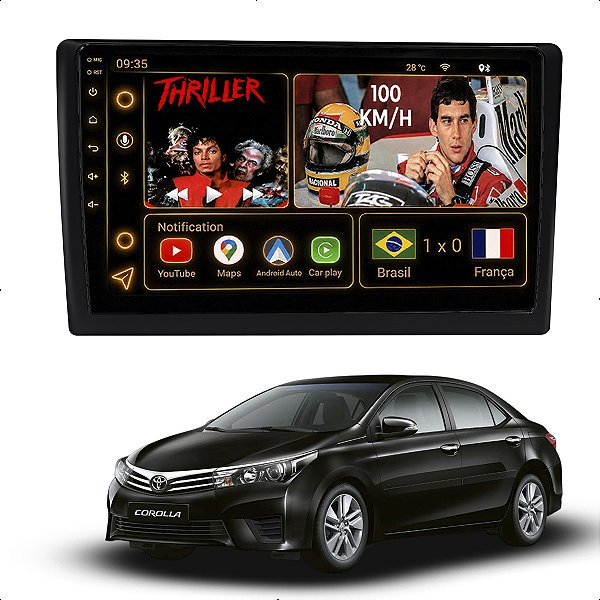 Kit Multimidia Android Octa-Core 6GB 128GB 9pol Corolla 2015-2017 Gps