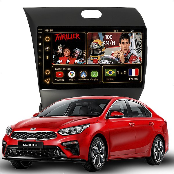 Kit Multimidia Android Octa-Core 6GB 128GB 9p Cerato 2013-2019 Entrada Chip 4G
