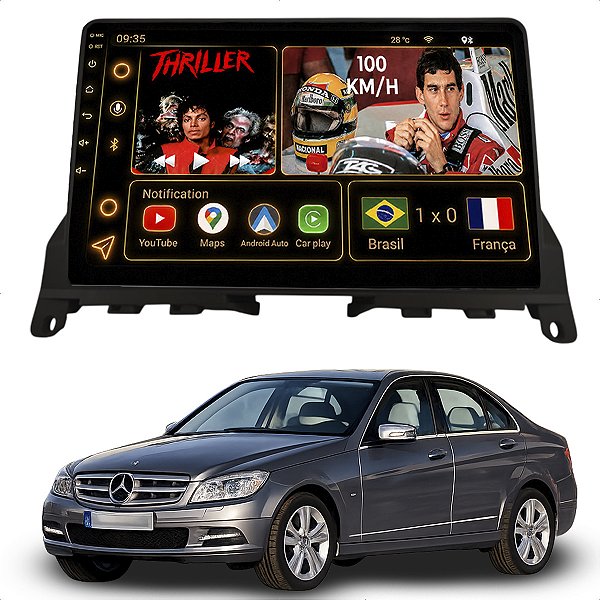 Kit Multimidia Android Octa-Core 6GB 128GB 9p Mercedes Benz Classe C 2008-2011