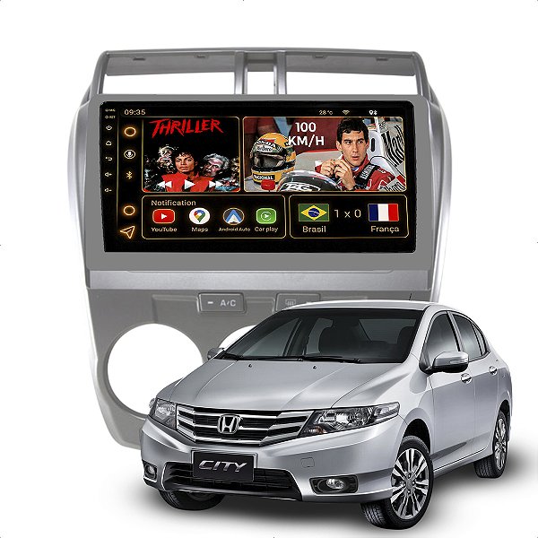 Kit Multimidia Android Octa-Core 6GB 128GB 9p Honda City 2009-2014 Maps