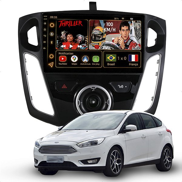 Kit Multimidia Android Octa-Core 6GB 128GB 9p Ford Focus 2014-2019 Waze