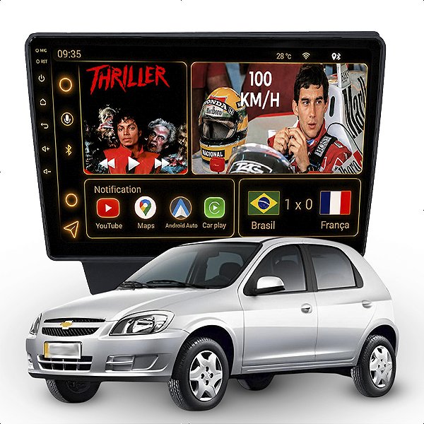 Kit Multimidia Android Octa-Core 6GB 128GB 9p Chevrolet Celta 2006-2016