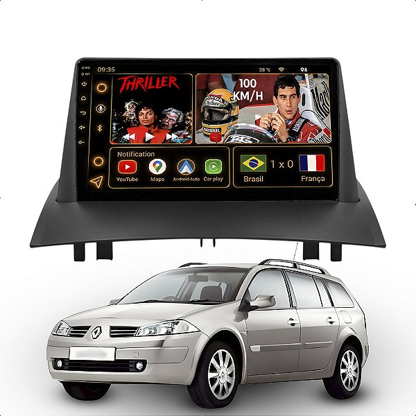 Kit Multimidia Android Octa-Core 6GB 128GB 9p Megane 2007-2013