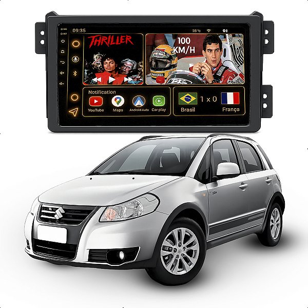 Kit Multimidia Android Octa-Core 6GB 128GB 9p Suzuki Sx4 2009-2015 Wi-fi