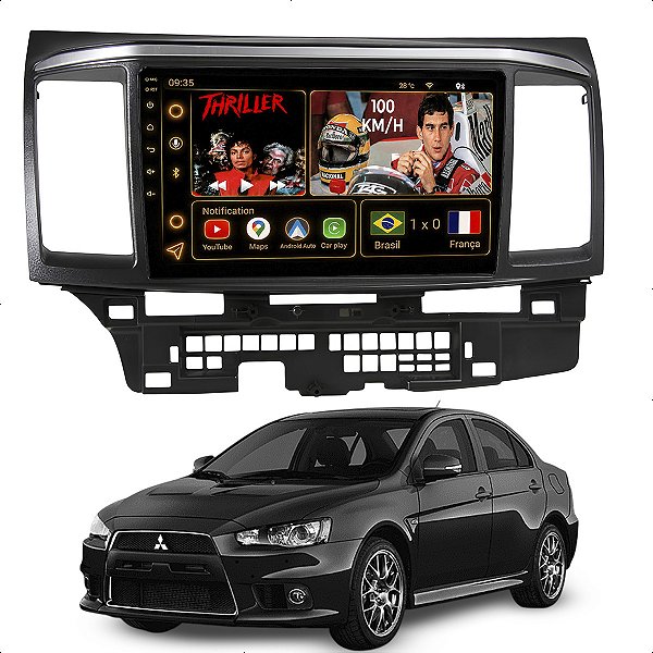 Kit Multimidia Android Octa-Core 6GB 128GB 9p Lancer 2009-2019 Entrada Chip 4G