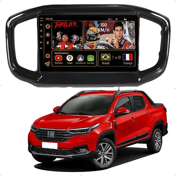 Kit Multimidia Android Octa-Core 6GB/128GB 9p Fiat Strada 2021 a 2024