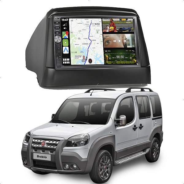 Kit Multimidia Mp5 Botão 7p 2 Din Doblo 00-21 Câmera De Ré