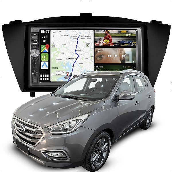 Kit Multimidia Mp5 2Din Botão 7p Ix35 10-22 Android Auto Dvd