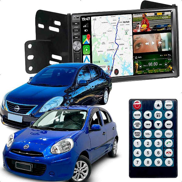 Kit Multimidia DVD Mp5 Botao 7p March e versa 11-13 Carplay