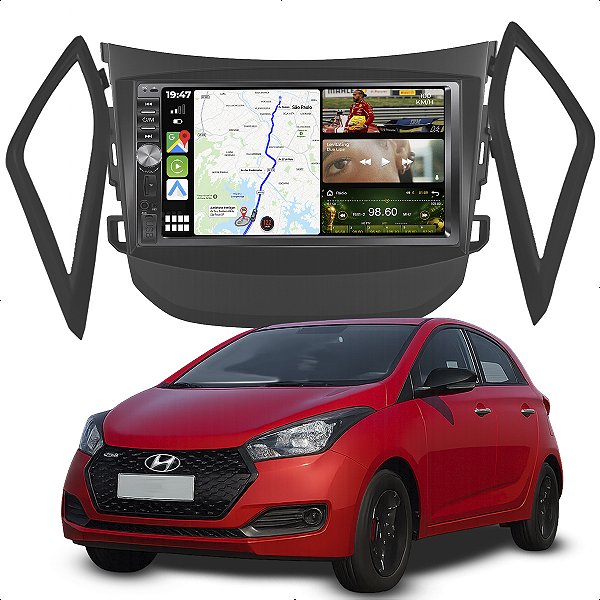 Kit Central Multimidia Mp5 Botão Dvd 7p Hb20 12-19 Android Auto