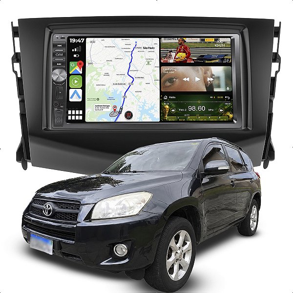 Kit Multimidia 2 Din Mp5 Botão 7p Rav4 06-12 Câmera de Ré