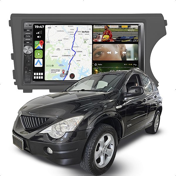 Kit Multimidia 2 Din Dvd Mp5 Botão 7p Actyon 08-11 Carplay