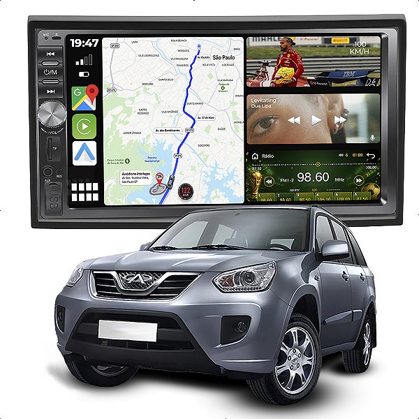 Kit Multimidia Dvd Mp5 Botao 7p Tiggo 10-15 Android Auto