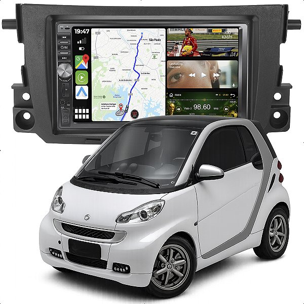 Kit Multimidia Mp5 Botão 7p Smart Fortwo 13-16 Câmera De Ré