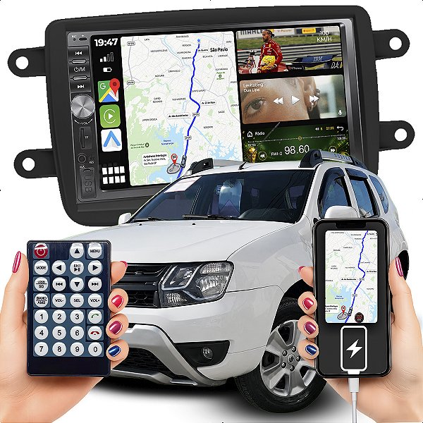 Kit Multimidia Mp5 Dvd Botão 7p Duster 11-19 Android Auto