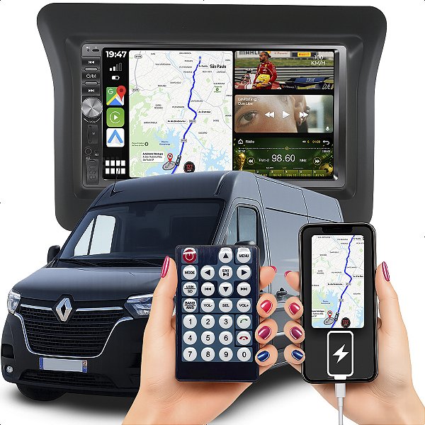 Kit Multimidia 2 Din Mp5 Dvd Botão 7p Master 13-24 Carplay