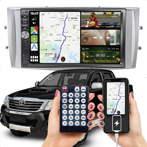 Kit Multimidia Mp5 Botão Dvd 7p Hilux Srv 12-16 Camera De Ré