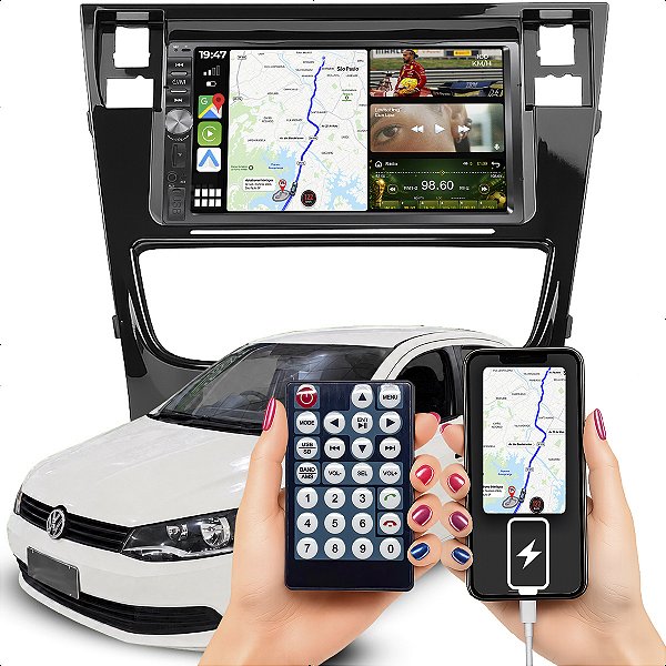 Kit Multimídia MP5 2 Din Botão 7p Gol G6 2012-2016 Bluetooth