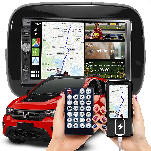 Kit Central Multimídia MP5 Botão 7p Mobi 2017-2022 Bluetooth