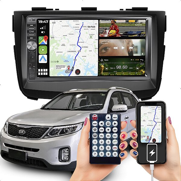 Kit Multimídia MP5 Botão 7pol Sorento 2013-2015 DVD Espelha