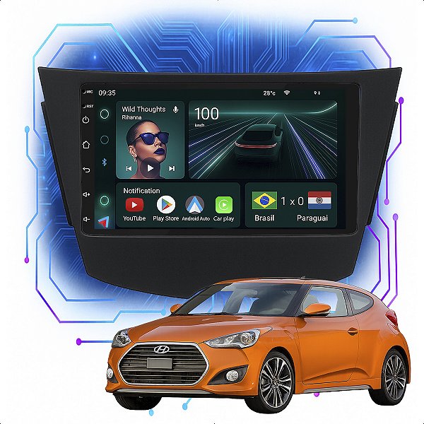 Kit Multimidia Android 4/64GB 7pol Veloster 2011 a 2013