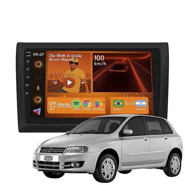Kit Multimídia Android 2GB+64GB 9p Fiat Stilo 2003-2011 Gps
