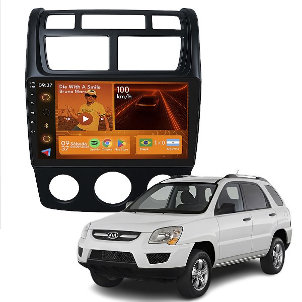 Kit Multimídia Android 2GB+64GB 9p Sportage 2006-2010 Camera de Re